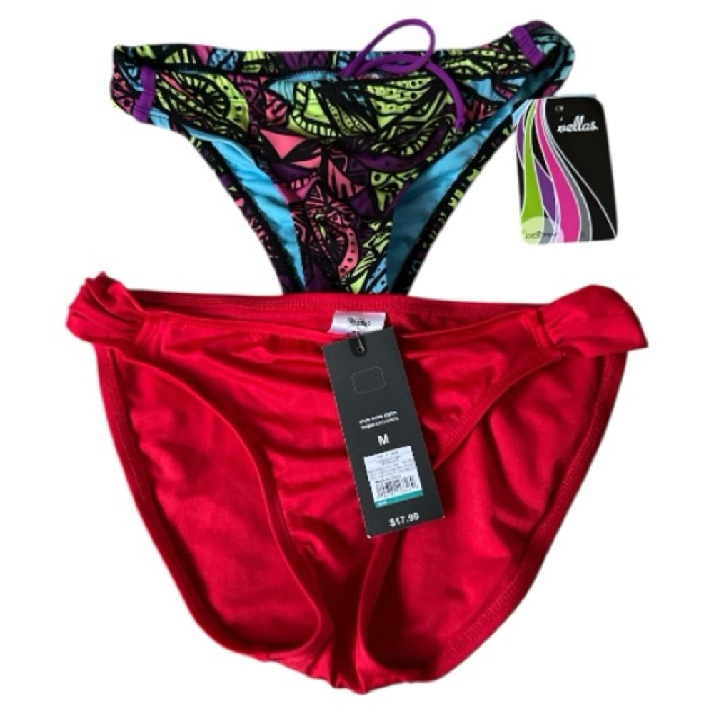 NWT Red and Multicolor Bikini Bottoms size M